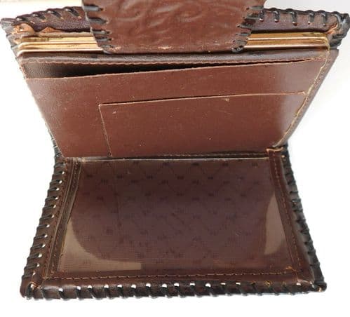 Vintage Spanish leather purse wallet embossed with bull fight matador DAMAGED